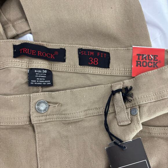 True Rock Men’s Ripped Jeans Tan Distressed Denim Size 38x30 - Picture 4 of 4